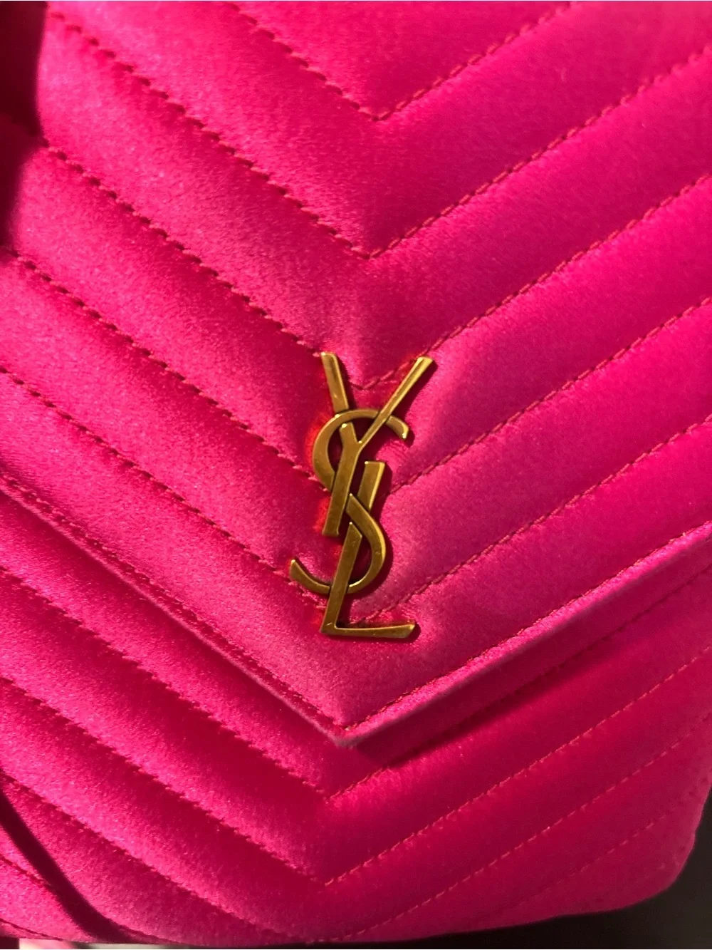 Saint Laurent Fuchsia Quilted Satchel with Gold YSL Accent